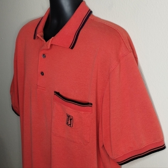 VINTAGE Y2K PGA Tour Men's XL Polo Golf Shirt Knit Pocket Logo Short Sleeve Red - Picture 5 of 9